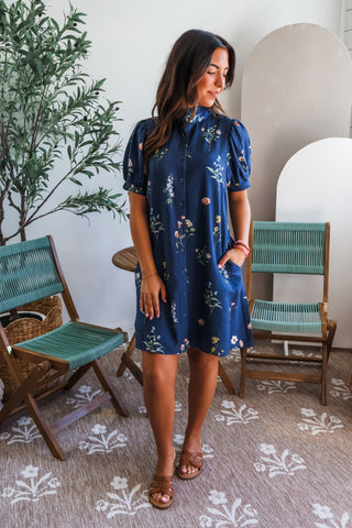 Secret Garden Shirtdress • Navy Floral