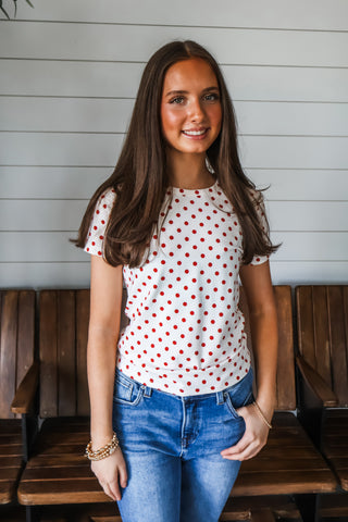 Sounds like fun • red polka dot top