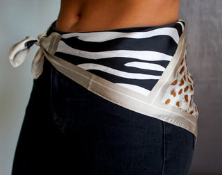 Silky Safari Patterned Scarf • Beige Multi