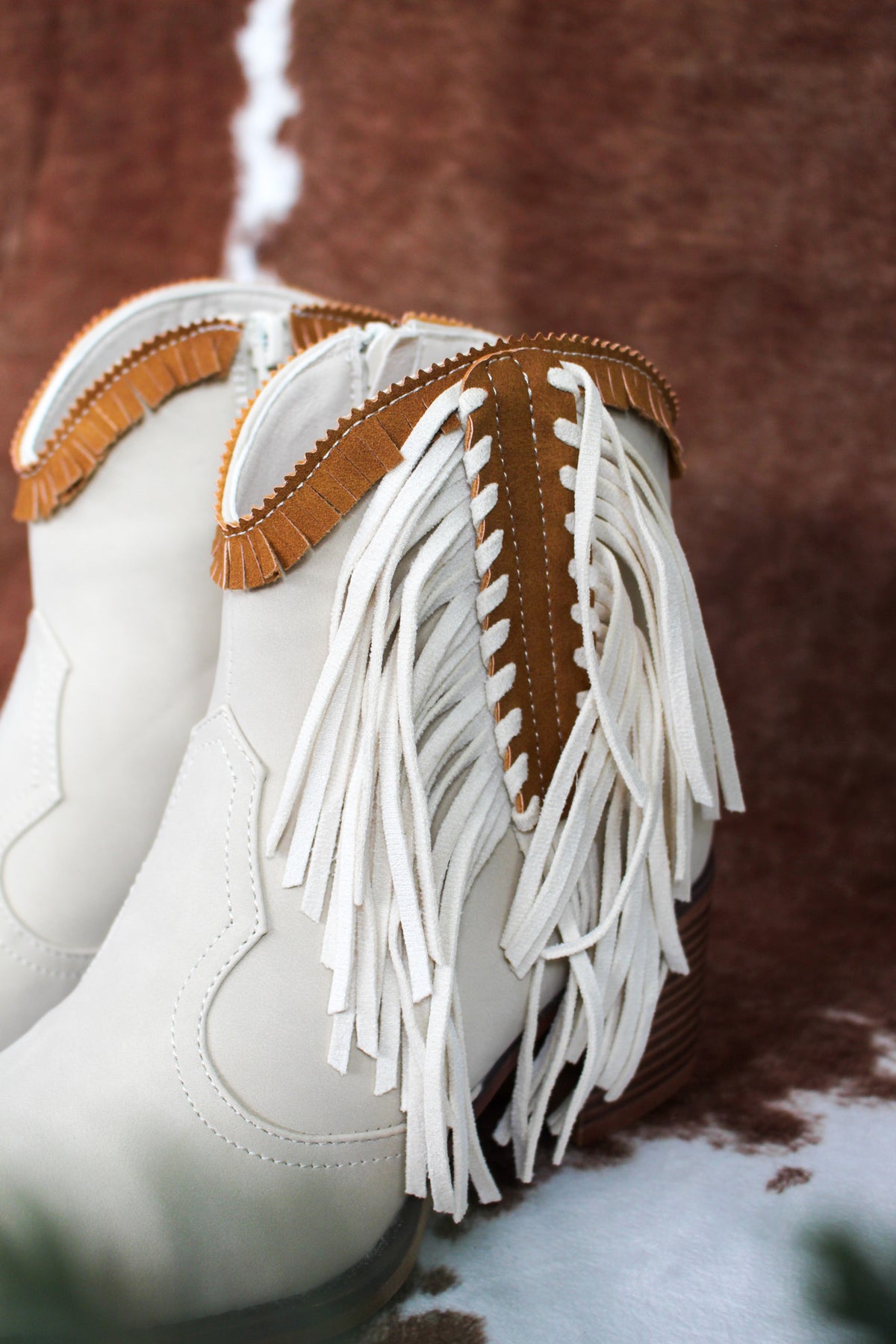 On The Fringe Ankle Boot • Ivory