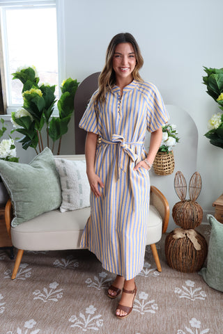 Endless Sunshine Striped Dress • Denim/Yellow