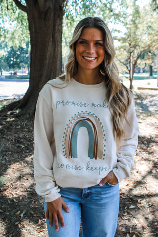 Promise Maker Promise Keeper Graphic Sweatshirt • Cream