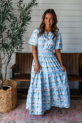 Fresh Cut Flowers Pocket Dress • Blue