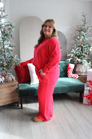 Home For The Holidays Pant Set • Red - PLUS