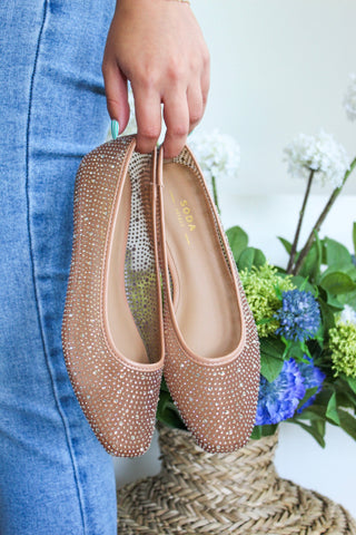 Zara Rhinestone Ballet Flat • Nude