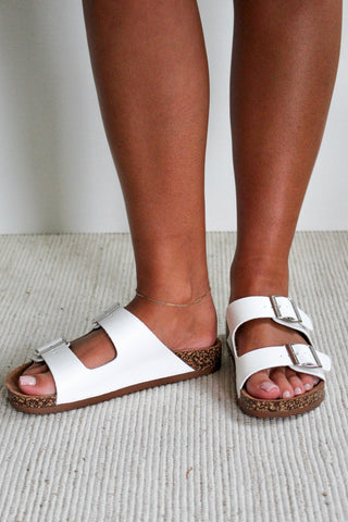 Brooke Buckle Strap Sandal • White