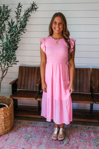 Beautiful Bliss Ruffle Midi • Pink