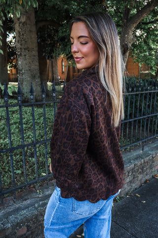 Leopard Muse Scallop Top • Brown/Black