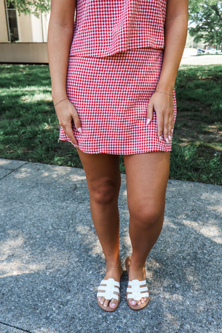 Sunday Picnic Skort Set • Red Gingham