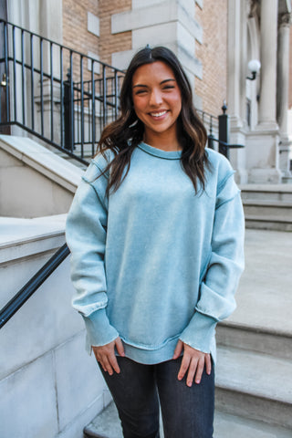 Happiest Season Pullover • Dusty Teal