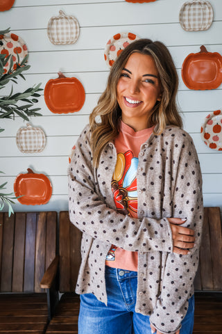 Always On The Dot Cardigan Top • Mocha