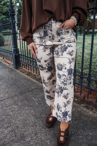 Secret Garden Denim Pants • Black Floral