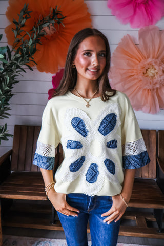 Bohemian Bloom Patchwork Top • Yellow