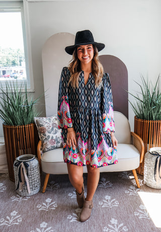 Fall Frenzy 18 • Black Satin Printed Mini - FINAL SALE