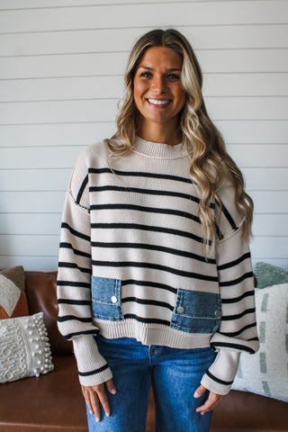 Modern Edge Denim Pocket Sweater - FINAL SALE