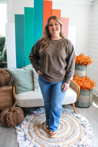 Cuddle Weather Pullover • Dark Chocolate - PLUS - FINAL SALE