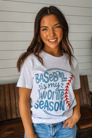 Baseball Is My Favorite Season Graphic Tee • Ash Grey
