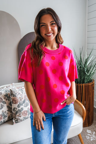 Pattern Play Dotted Sweater • Hot Pink
