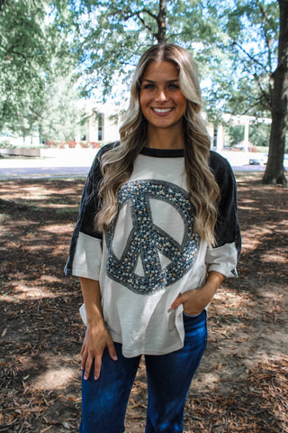 Inner Peace Patchwork Top • Black/Cream