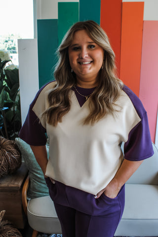 Split Personality Colorblock • Plum/Cream - PLUS - FINAL SALE