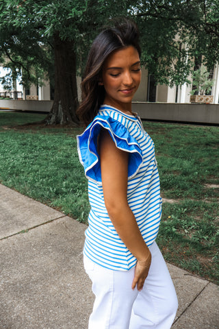 Smooth Sailing Striped Top • Blue
