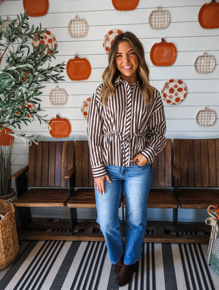 Sutton Drawstring Waist Top • Brown