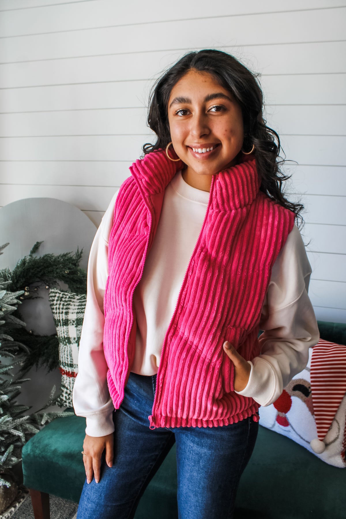 Weekend Plans Puffer Vest • Hot Pink