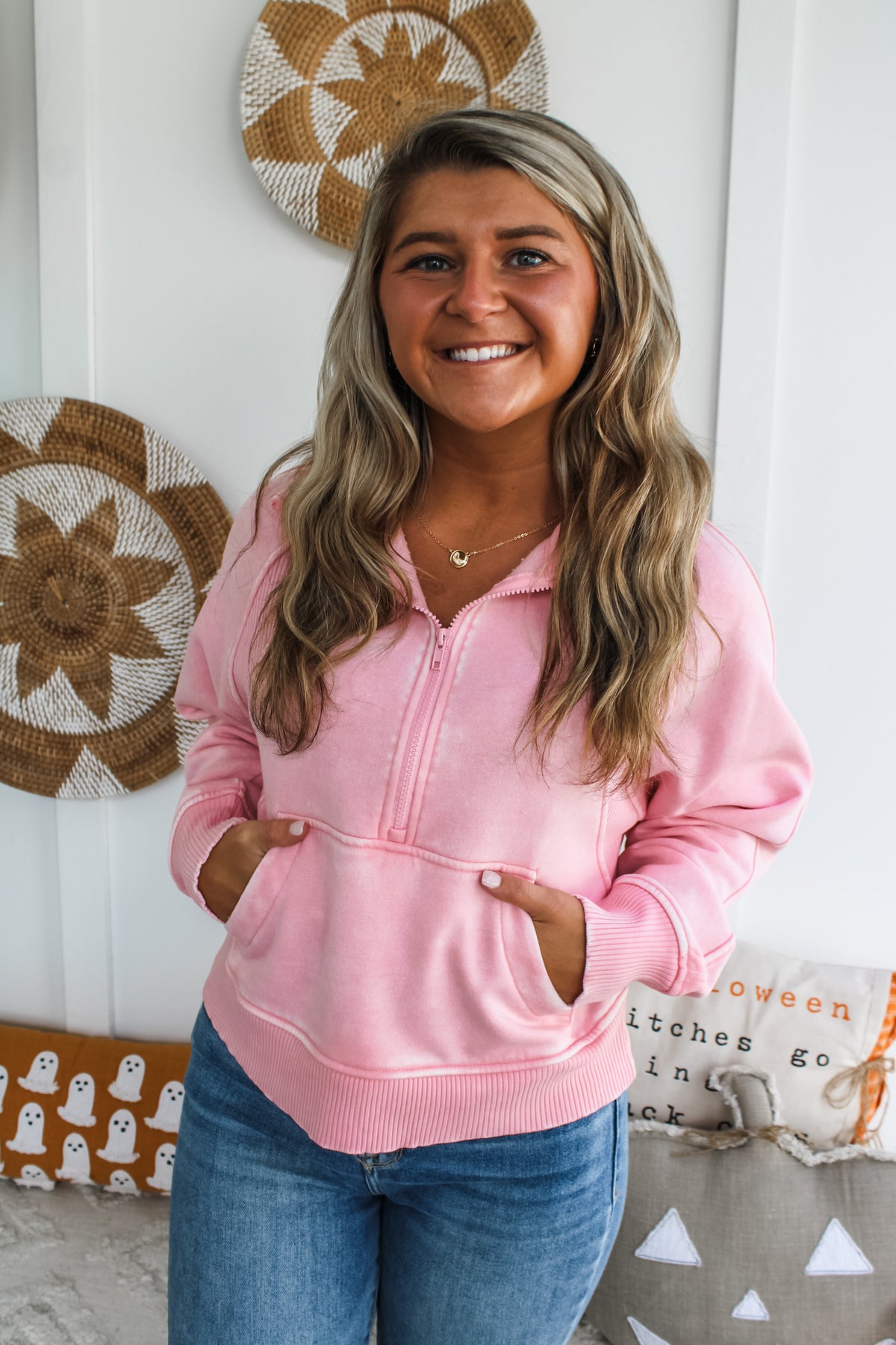 Everyday Essential Half Zip Pullover • Pink