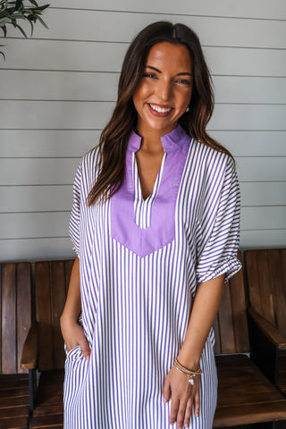 Good Graces Striped Midi • Lavender