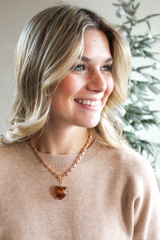 Heartfelt Holiday Wishes Necklace • Amber