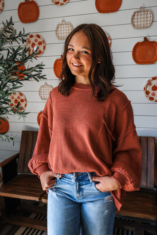 Spiced Cider Slouchy Sweater • Terracotta