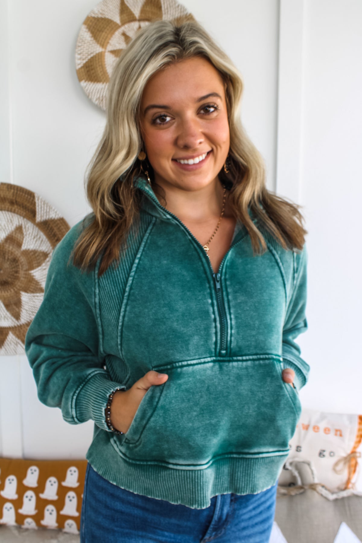 Everyday Essential Half Zip Pullover • Emerald