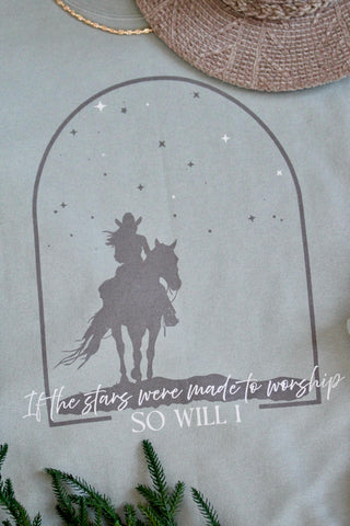 If The Stars Were Made To Worship Graphic Sweatshirt • Sage