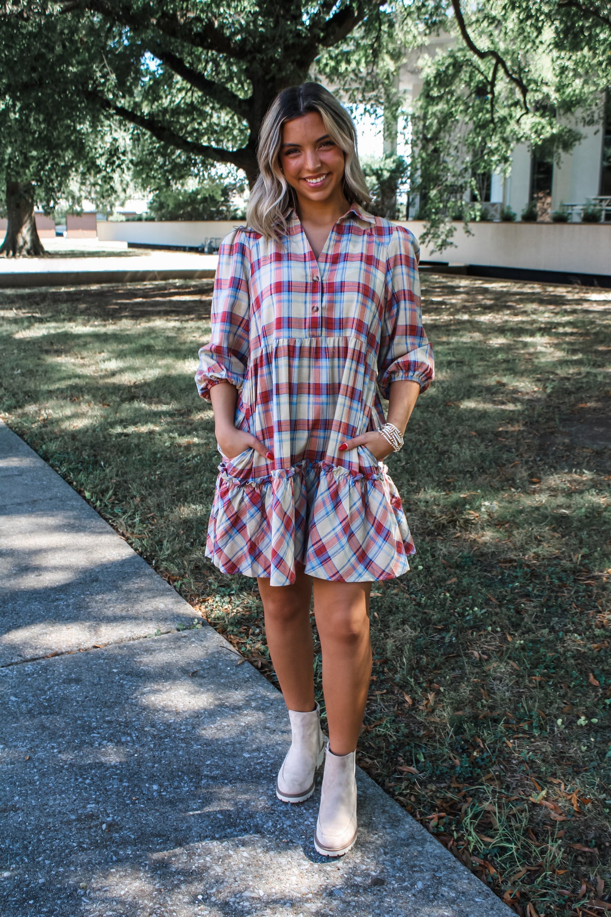 Fireside Memories Pocket Dress • Plaid Multi