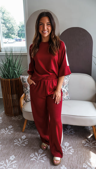 Laidback Leisure Pant Set • Crimson