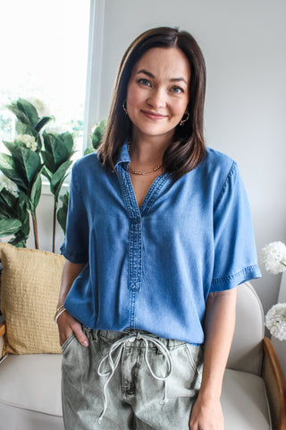 Good Feels Denim Top • Indigo - FINAL SALE