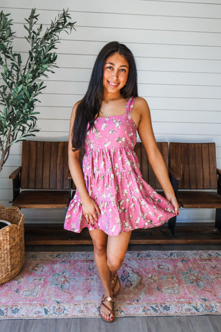 Floral & Flirty Ruffle Dress • Mauve