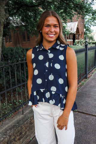 Playful Spotlight • Navy Dot