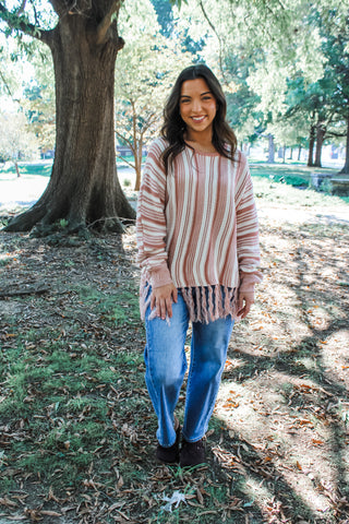 New Horizons Tassel Sweater • Canyon Clay