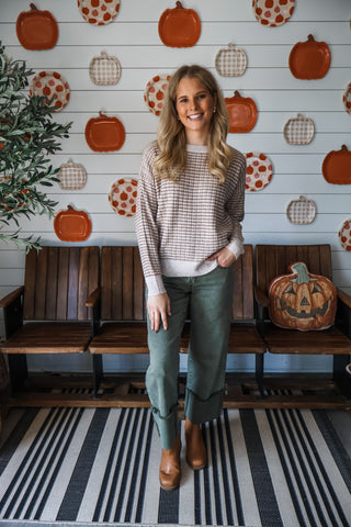 Crisp Mornings Striped Sweater • Oatmeal