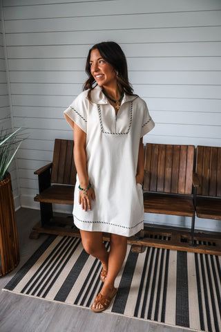 Retro Run Pocket Dress • Cream