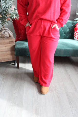 Home For The Holidays Pant Set • Red - PLUS