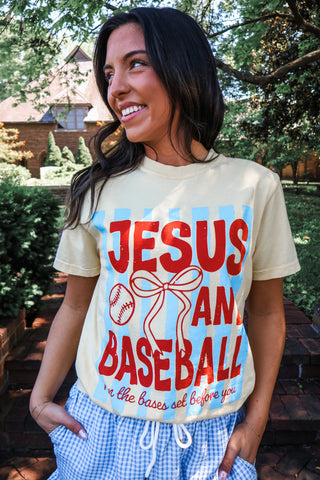 Jesus And Baseball Graphic Tee • Butter Yellow