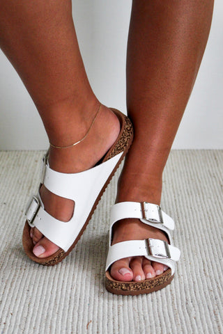 Brooke Buckle Strap Sandal • White