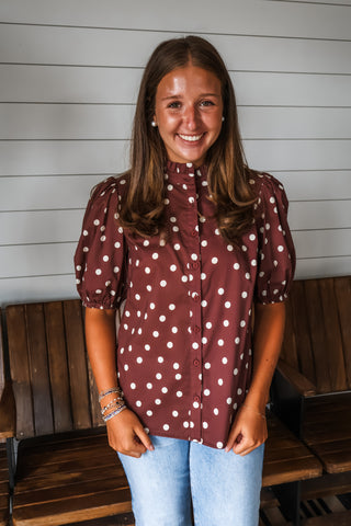Pixie Polka Dot Top • Merlot