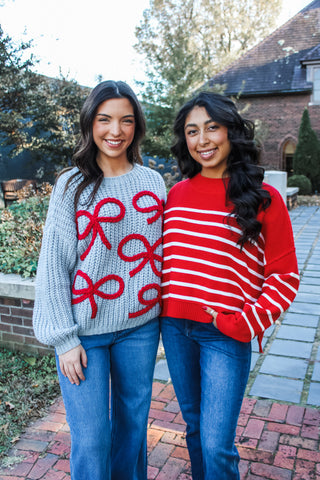 Topped With A Bow Sweater • Grey