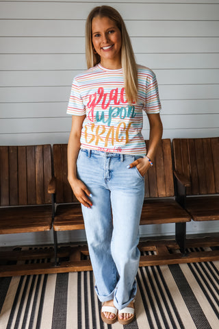 Grace Upon Grace Graphic Tee • Stripes Multi