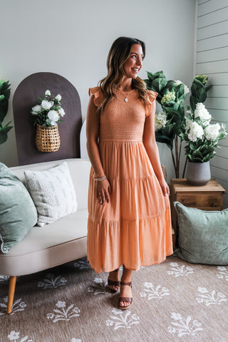 Beautiful Bliss Ruffle Midi • Dusty Peach