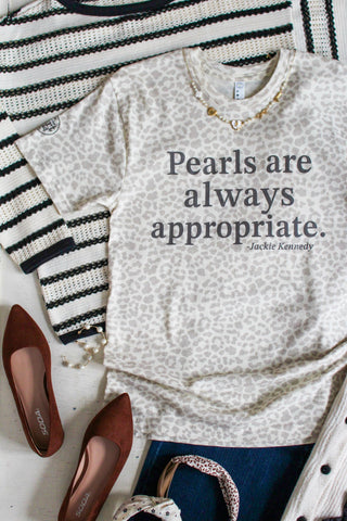 Pearls Are Always Appropriate Graphic Tee • Cream Leopard