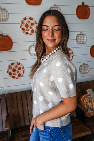 Brunch Dates Dotted Sweater • Oatmeal